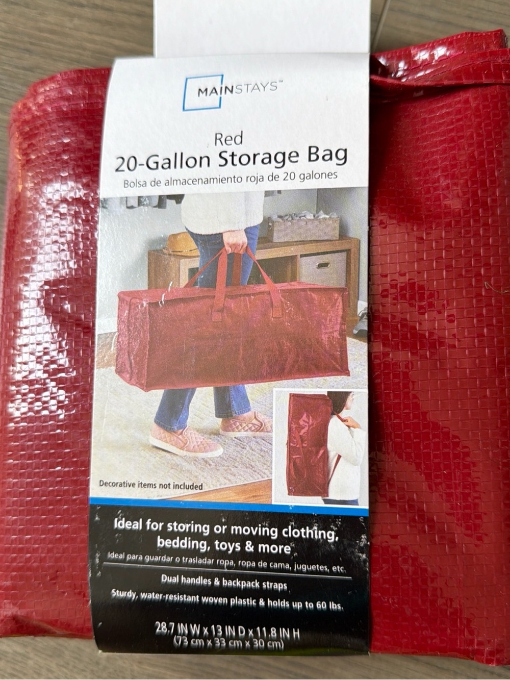 Mainstays Red 20-Gallon Storage Bag new
